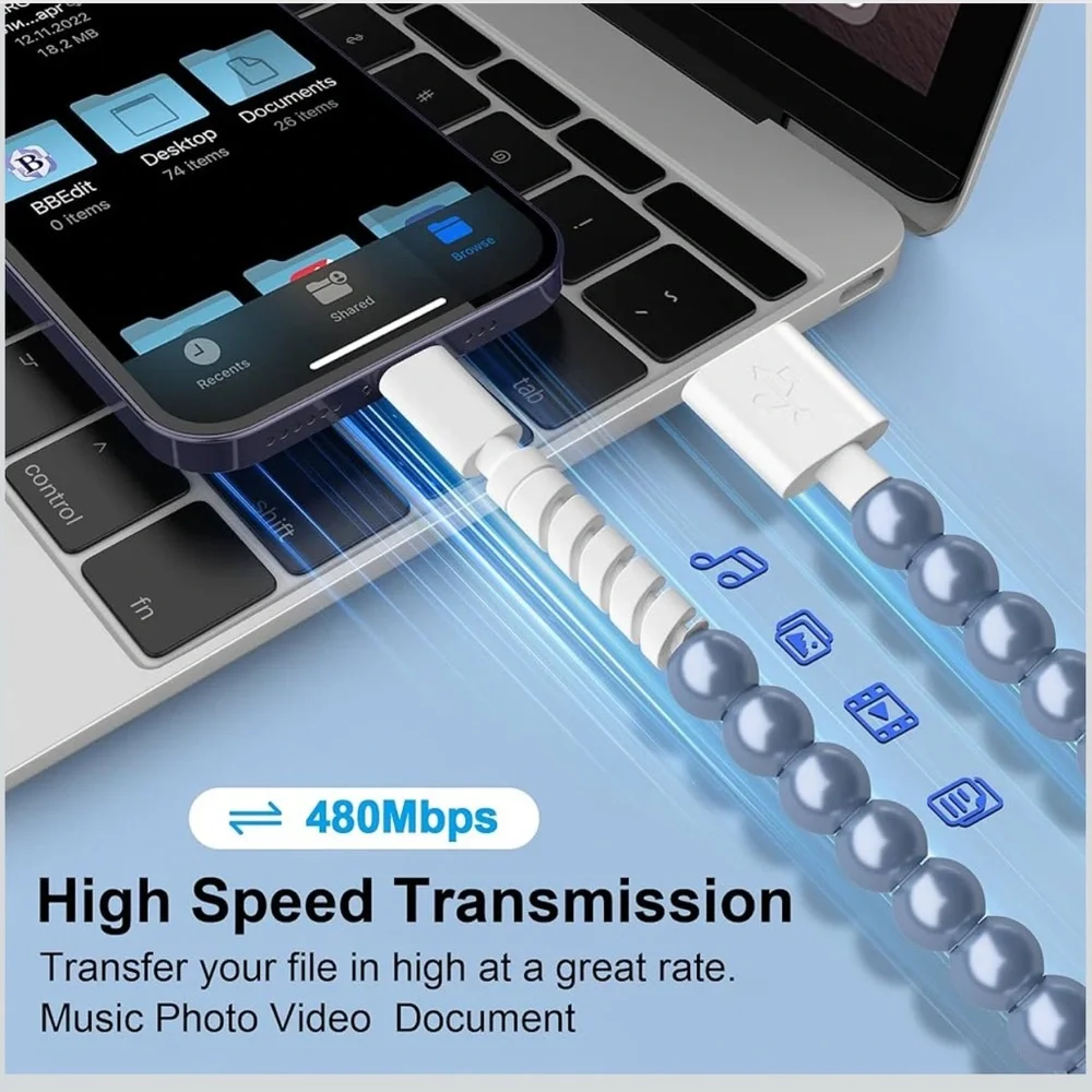 High-Speed Silver/Blue Charging Cable